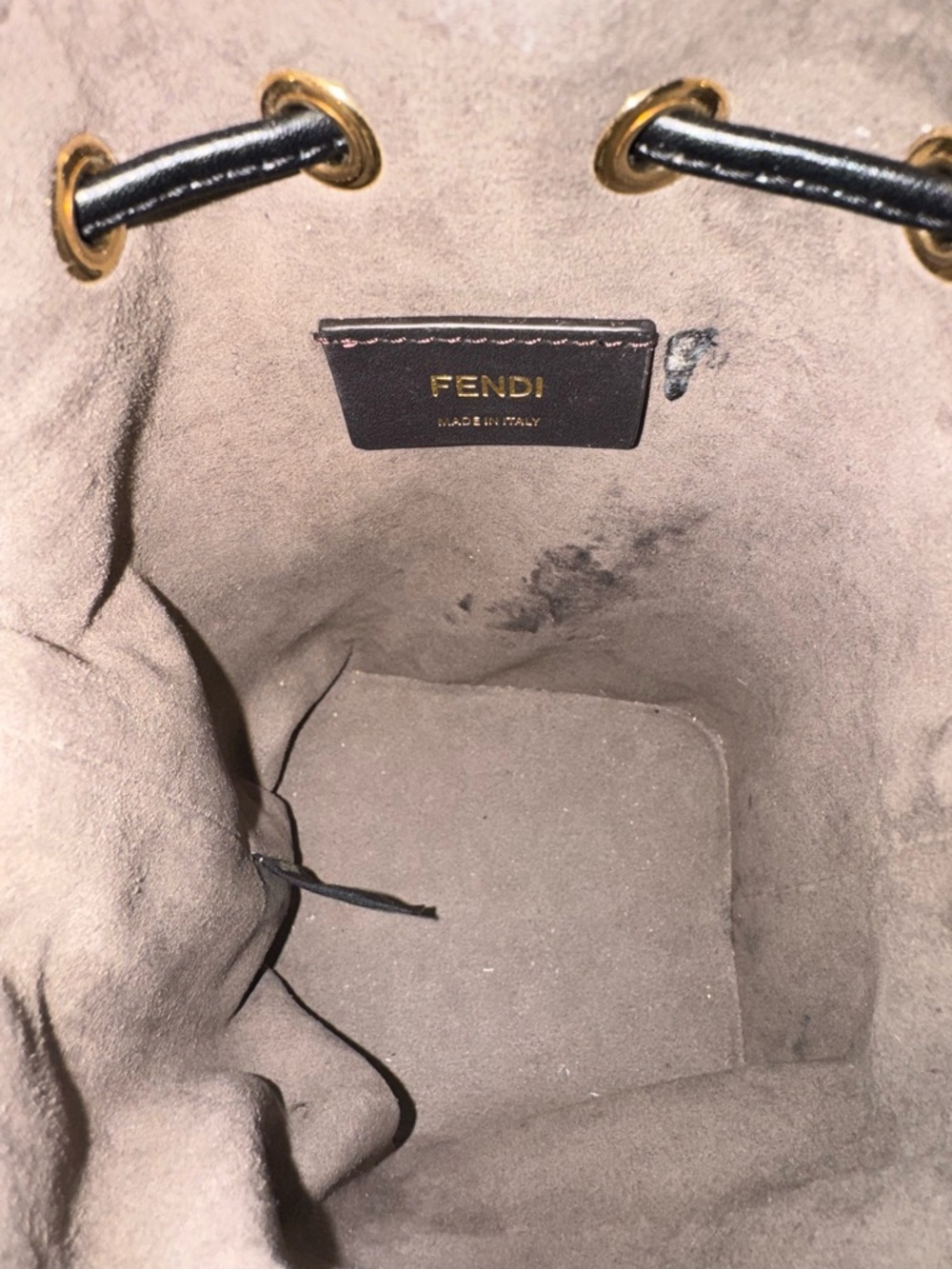 Fendi Brown FF Logo Mini Bucket Bag with Gold Hardware - Picture 9 of 12